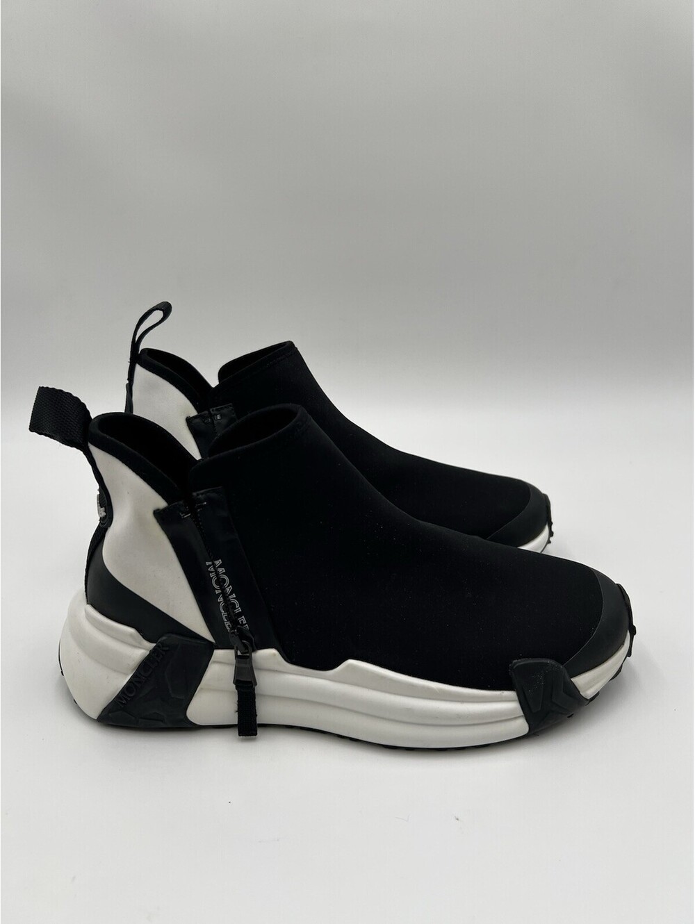 Moncler Women's Compassor Zip Sock Runner Sneakers in Black Size 38